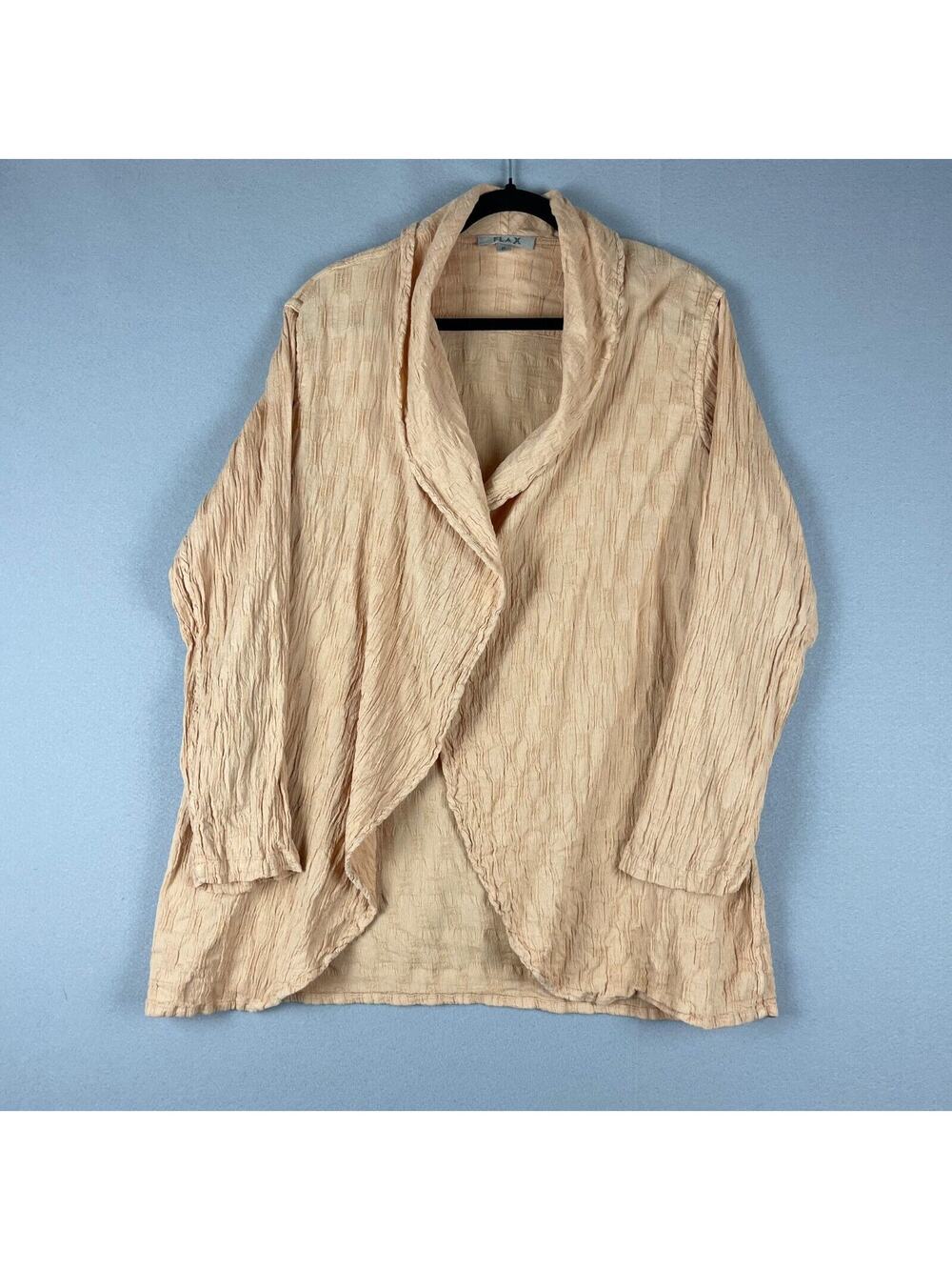 Flax Long Cardigan Women P 4/6 Linen Blend Textured Lagenlook Gauzy Coastal